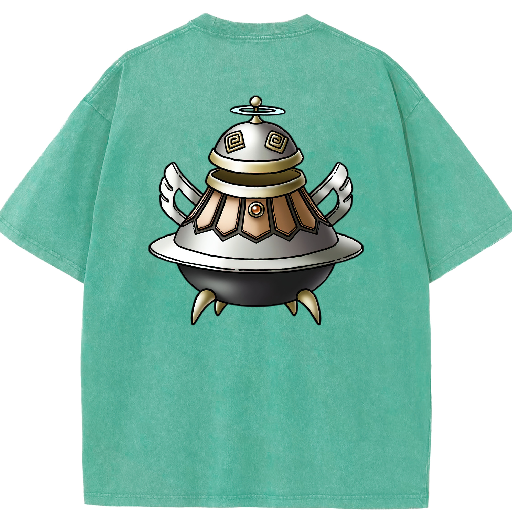 （画像用） ドラゴンクエスト Doragon Kuesuto Dragon Quest 綿100% ヴィンテージ風 半袖Tシャツ（背面プリント）